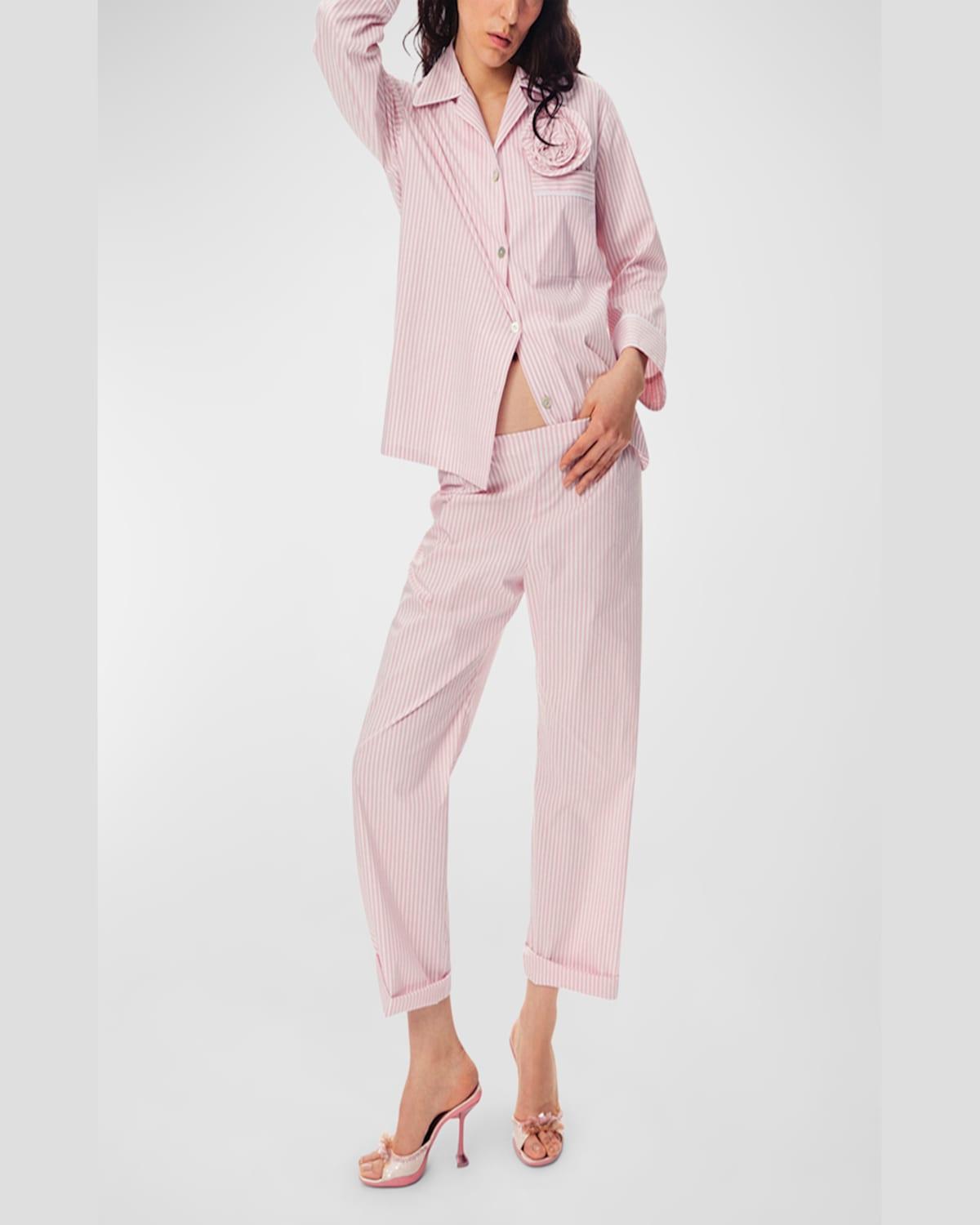 The Rose Striped Cotton Pajama Set