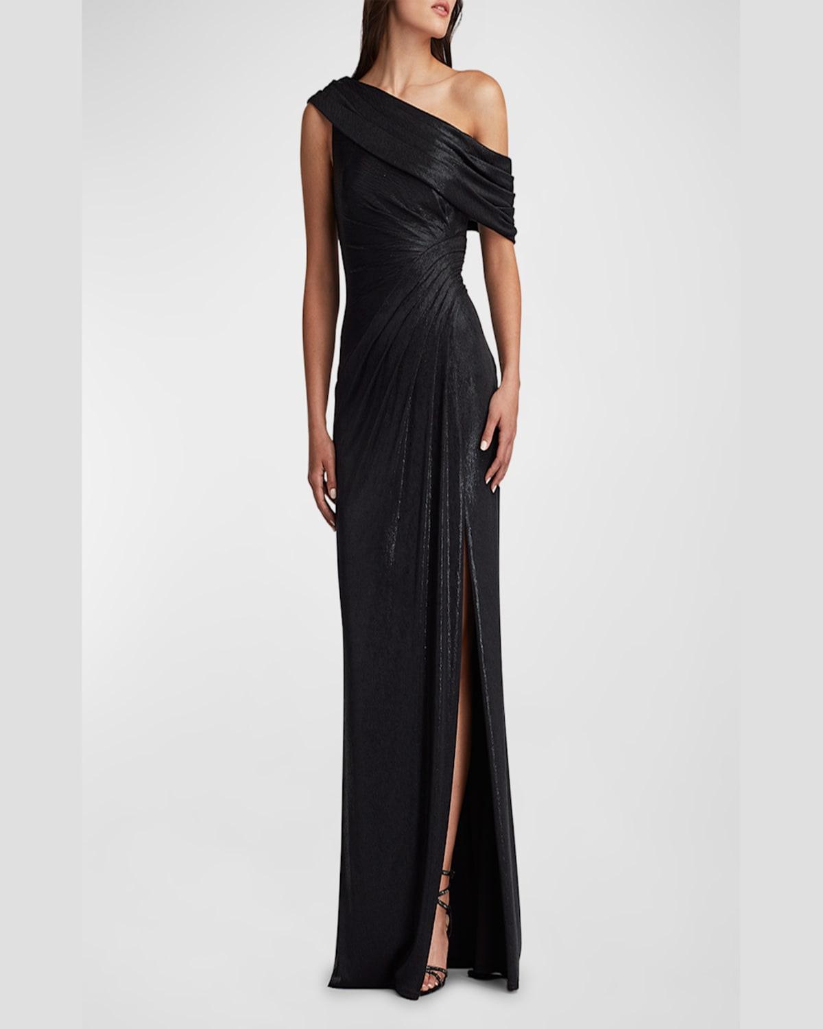 Leary Draped One-Shoulder Gown 