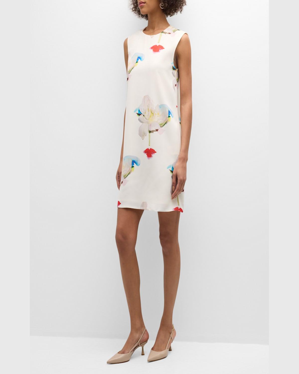 Bingo Sleeveless Floral-Print Mini Shift Dress