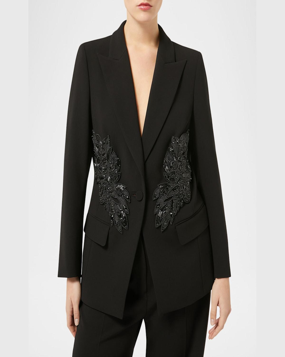 Plus Size Monique Beaded Single-Button Blazer