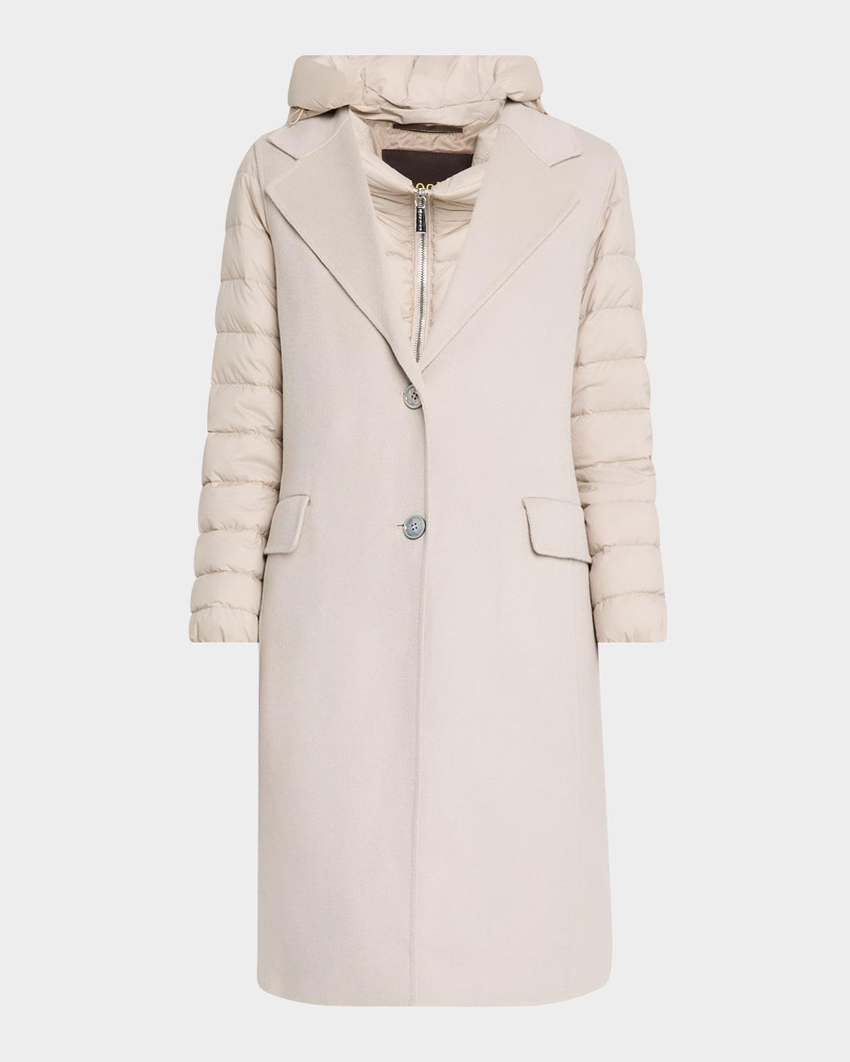 Jaya Wool-Cashmere Overcoat with Detachable Puffer