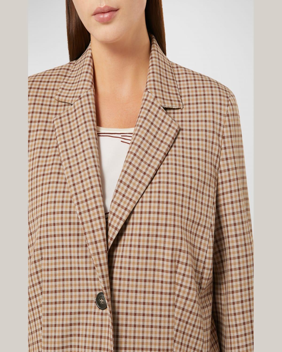 Plus Size Michela Check-Print Button-Down Coat