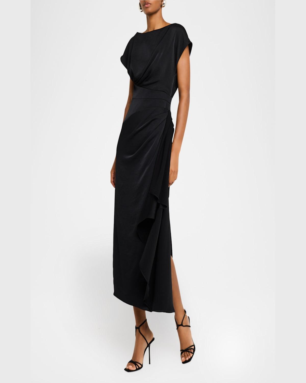 Florence Draped Short-Sleeve Midi Dress