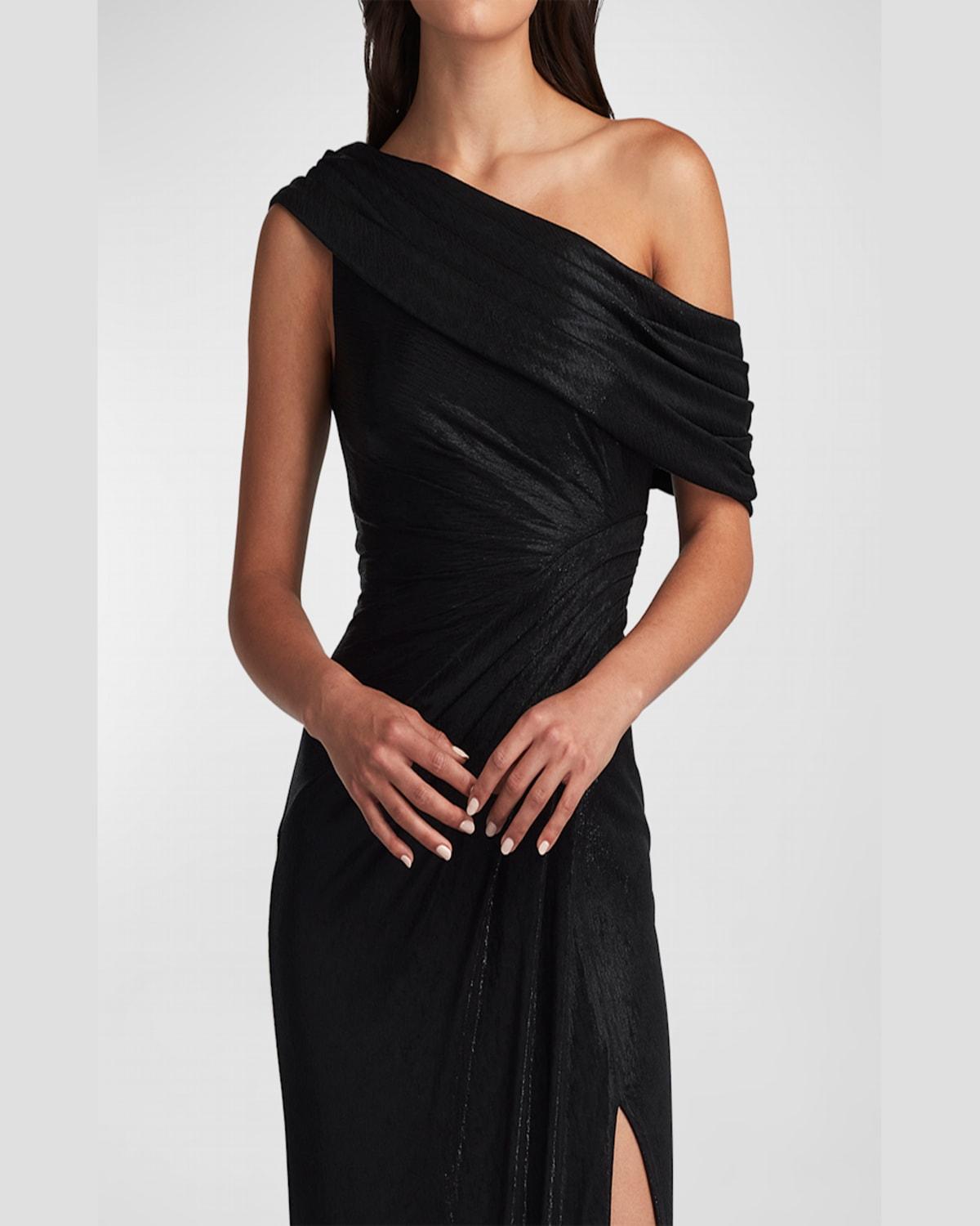 Leary Draped One-Shoulder Gown 