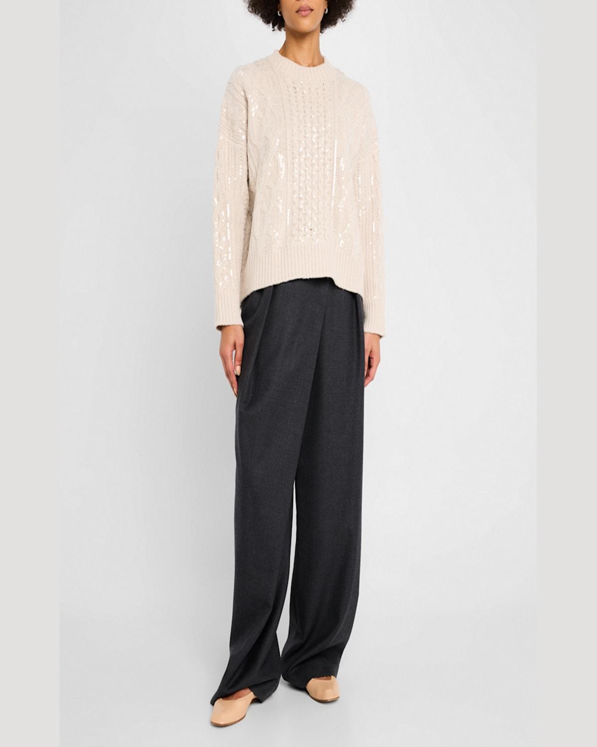 Wirth Sequined Cable Wool Sweater