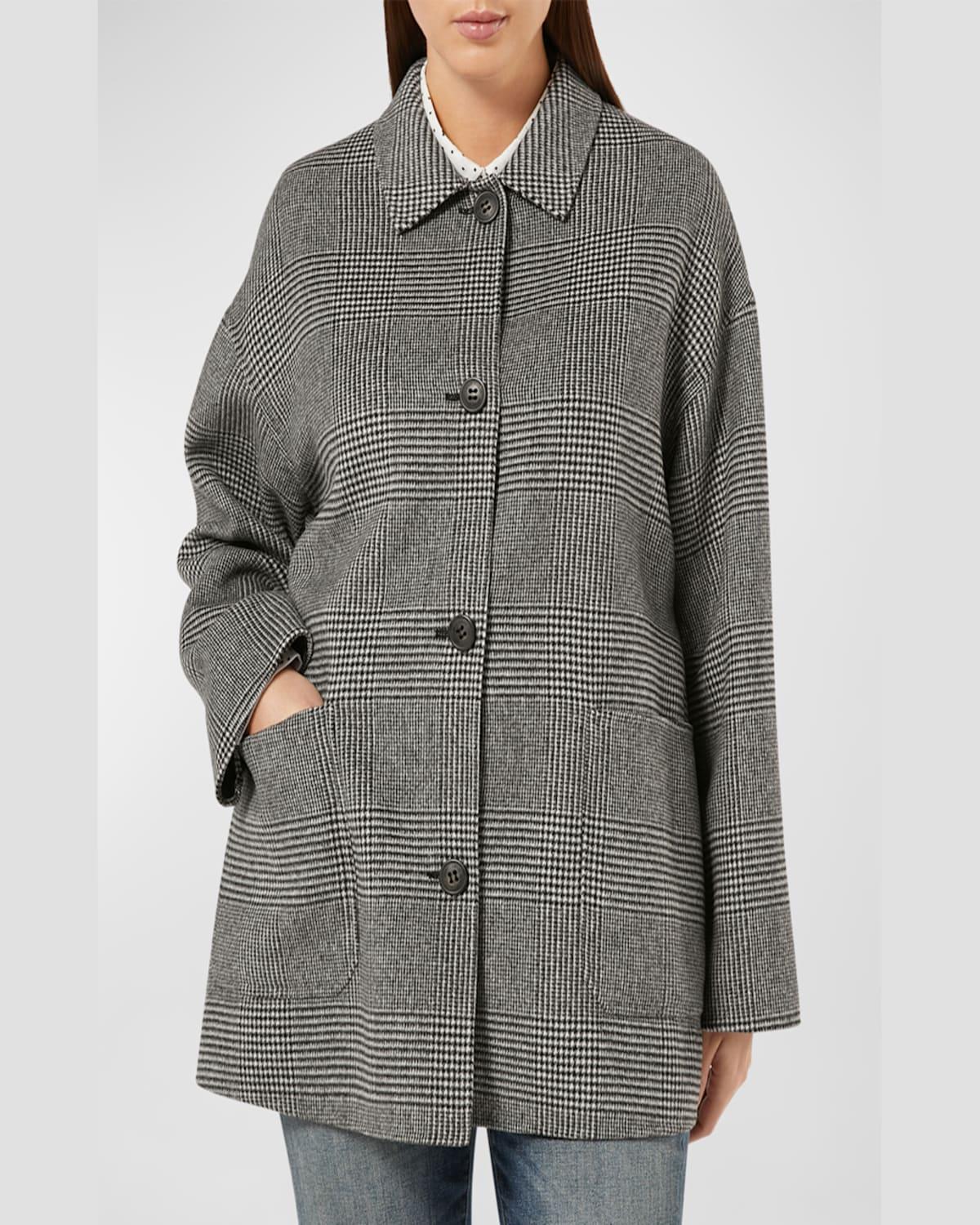 Plus Size Nadia Check-Print Wool-Blend Coat