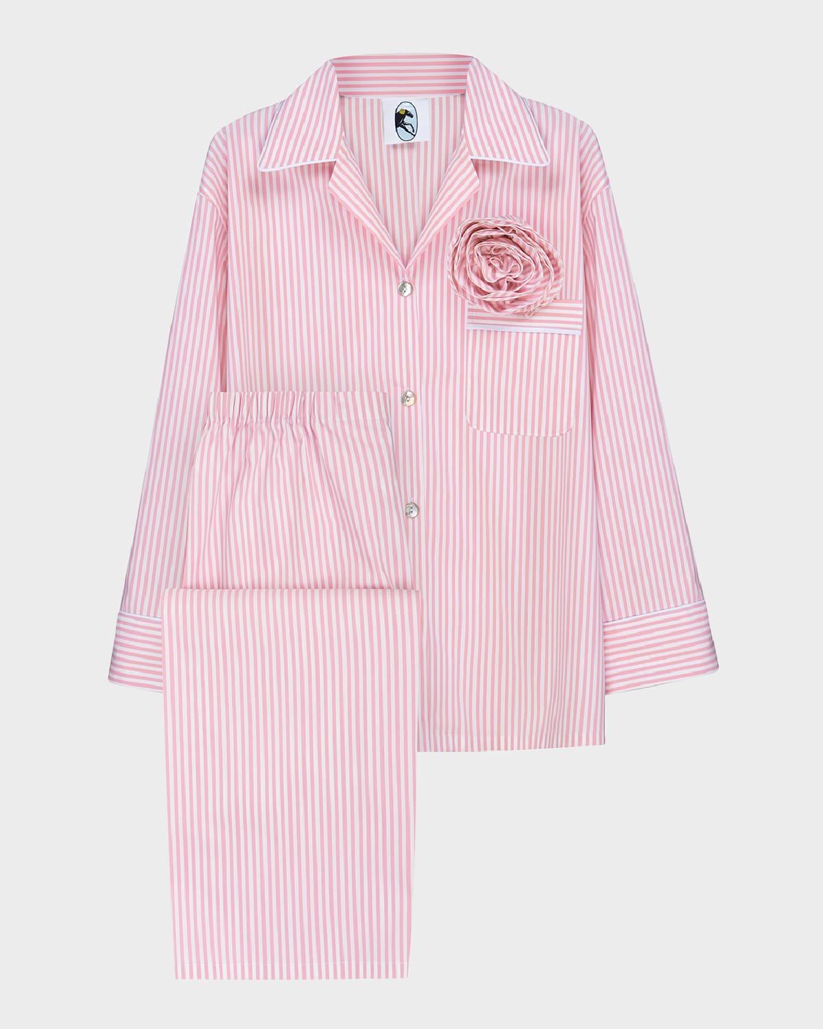 The Rose Striped Cotton Pajama Set