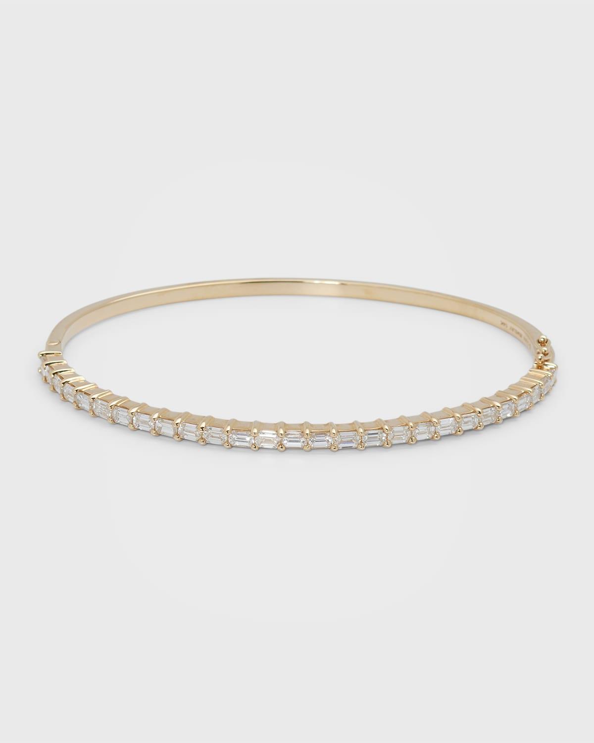 14K Gold Emerald-Cut Diamond Bangle