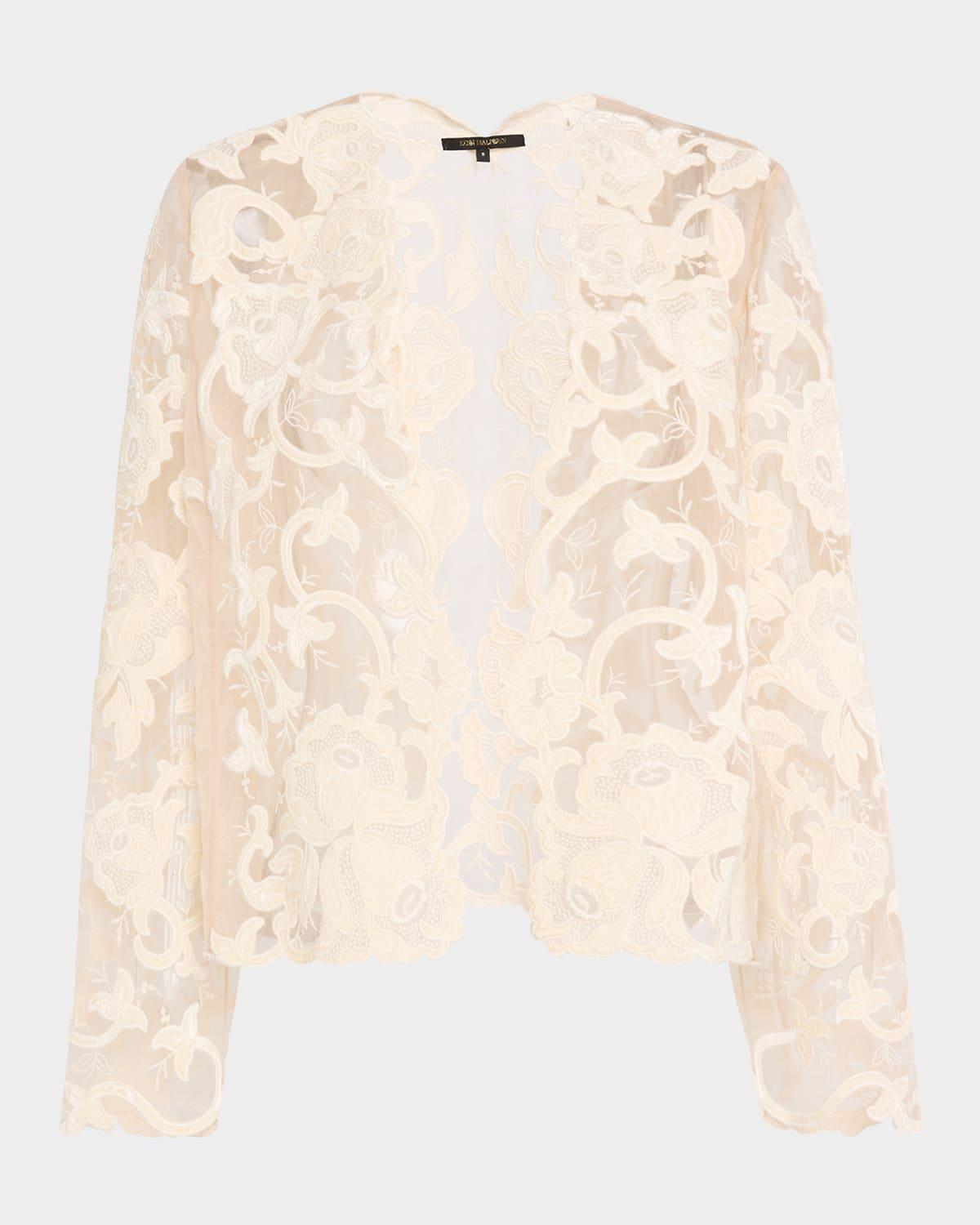 Elian Open-Front Floral Lace Jacket