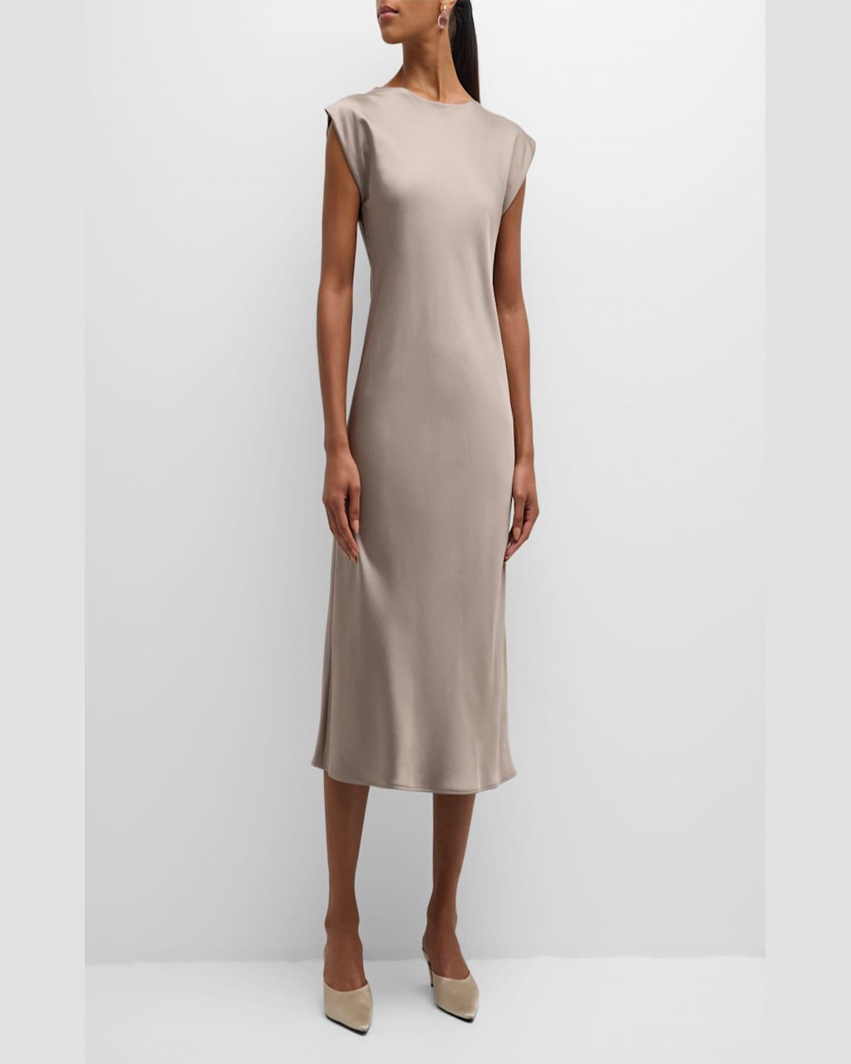 Aquile Cap-Sleeve Satin Midi Dress