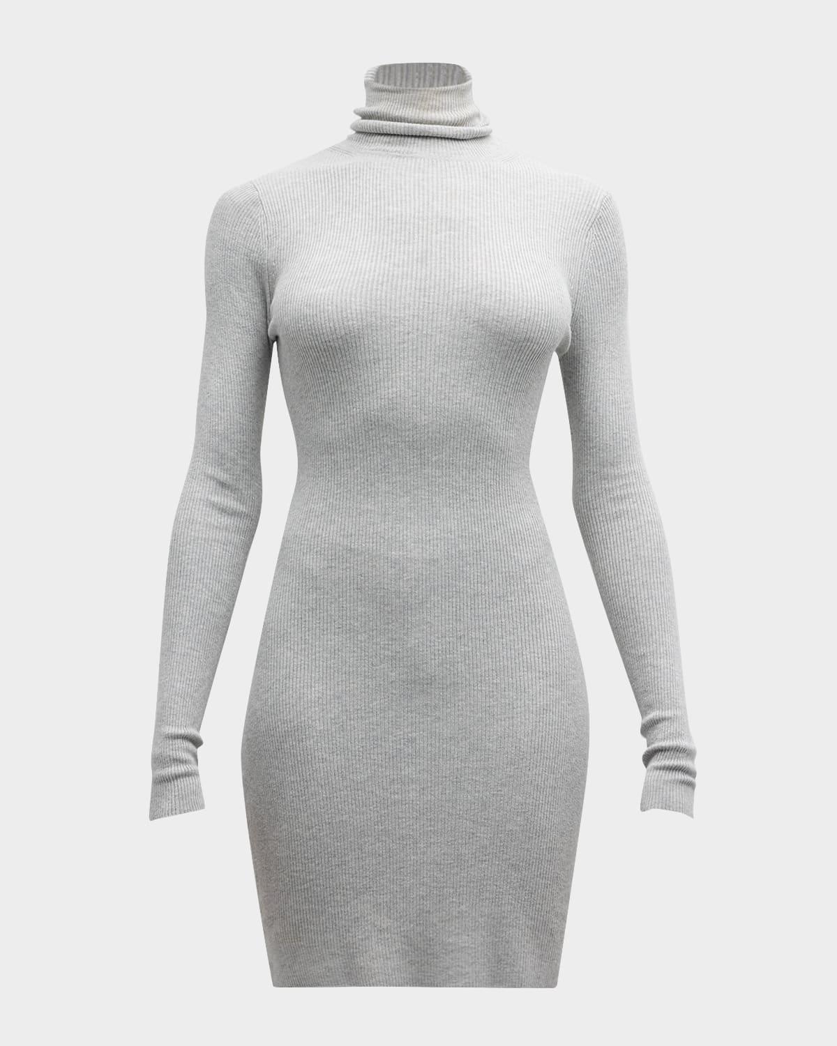 Rib-Knit Turtleneck Sweater Dress 