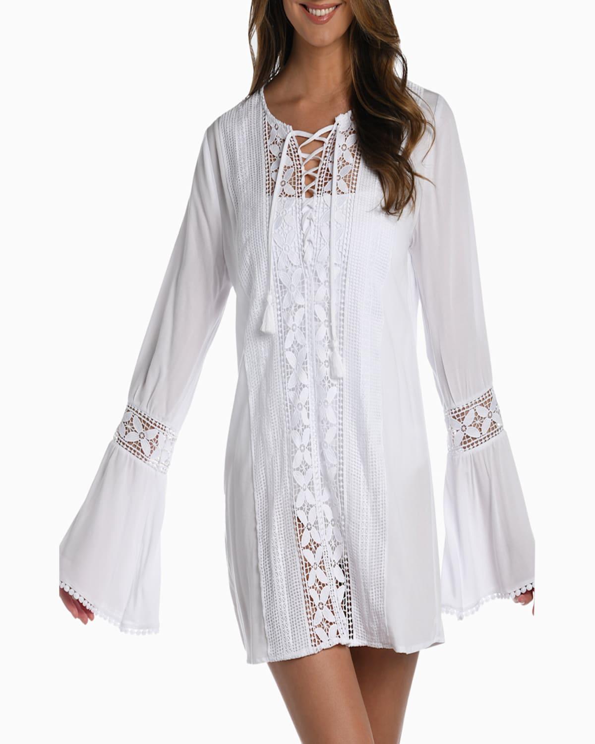 Coastal Lace-Up Crochet Coverup Tunic