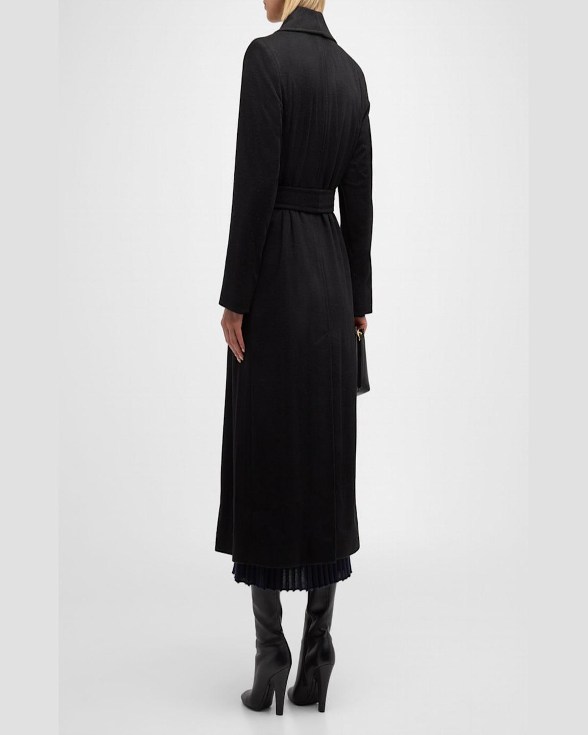 Cashmere Belted Wrap Coat with Pick-Stitched Detail