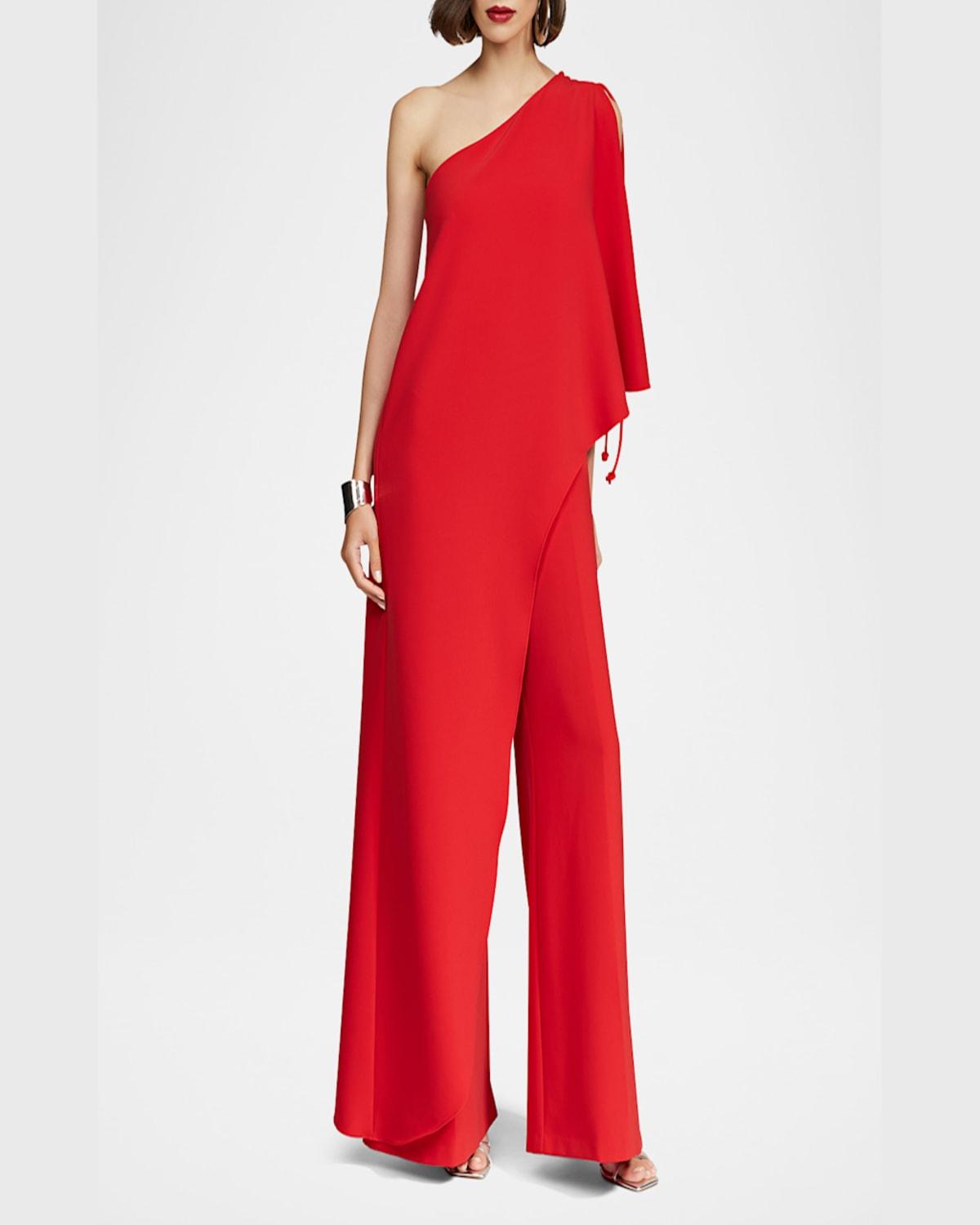 Ignacia Draped One-Shoulder Crepe Jumpsuit