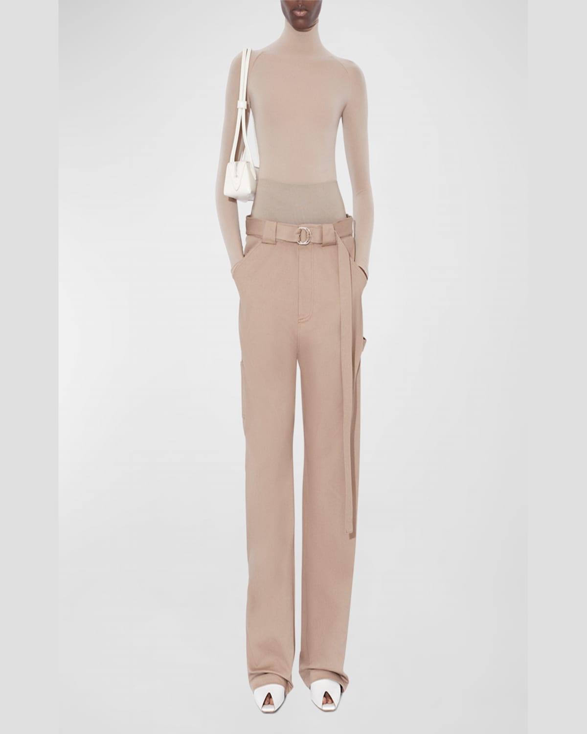 Wide-Leg Cargo Trousers with Knit Band