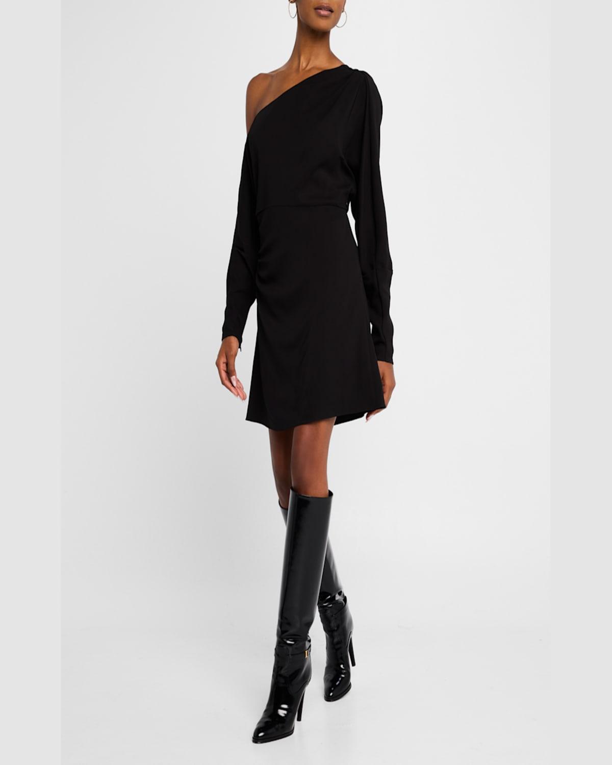 Georgie One-Shoulder Crepe Mini Dress