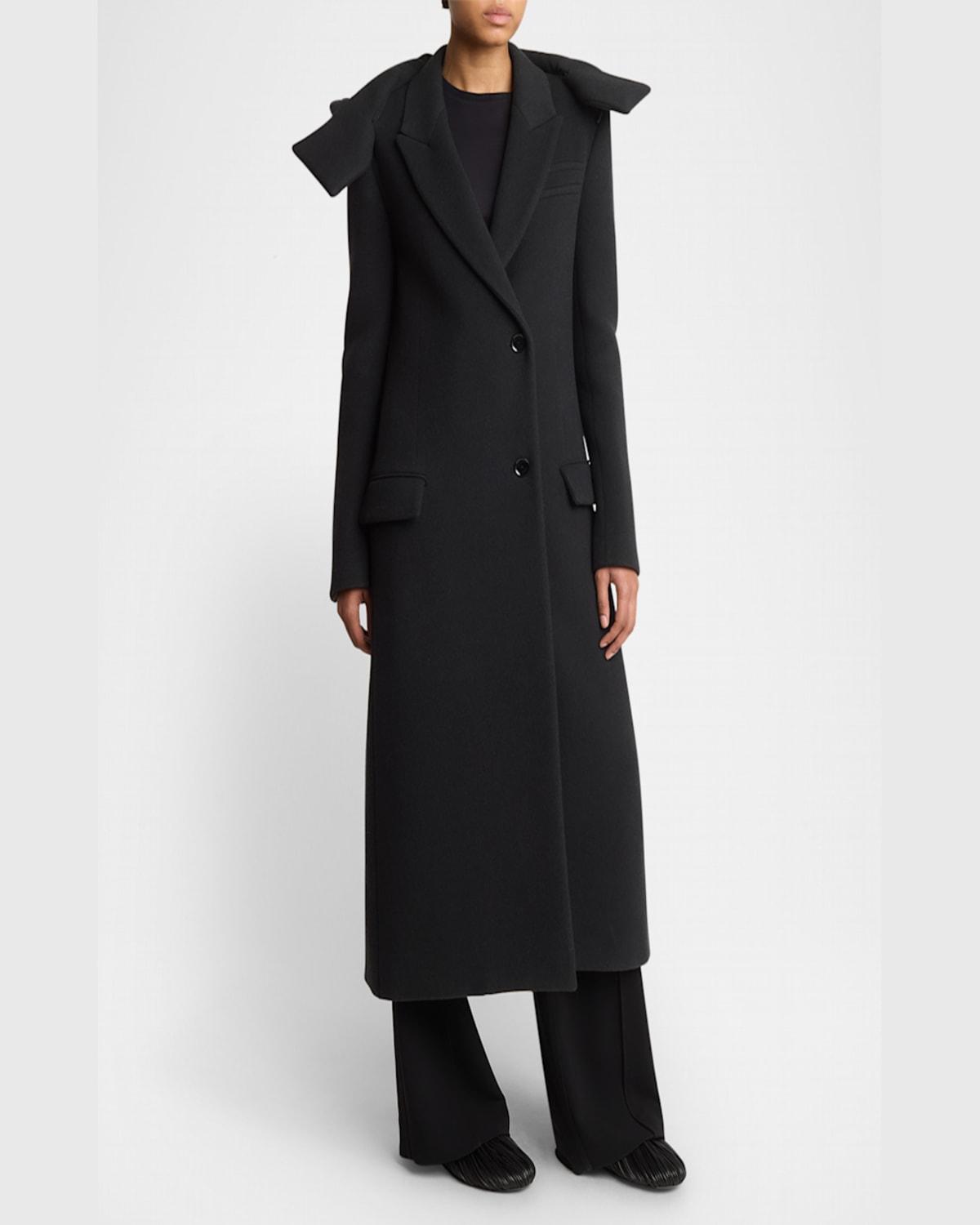 Reed Brushed Melange Wool Hooded Coat