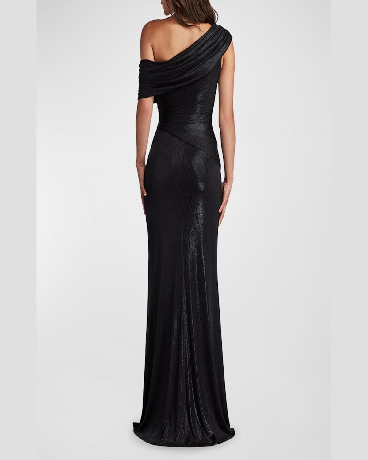 Leary Draped One-Shoulder Gown 