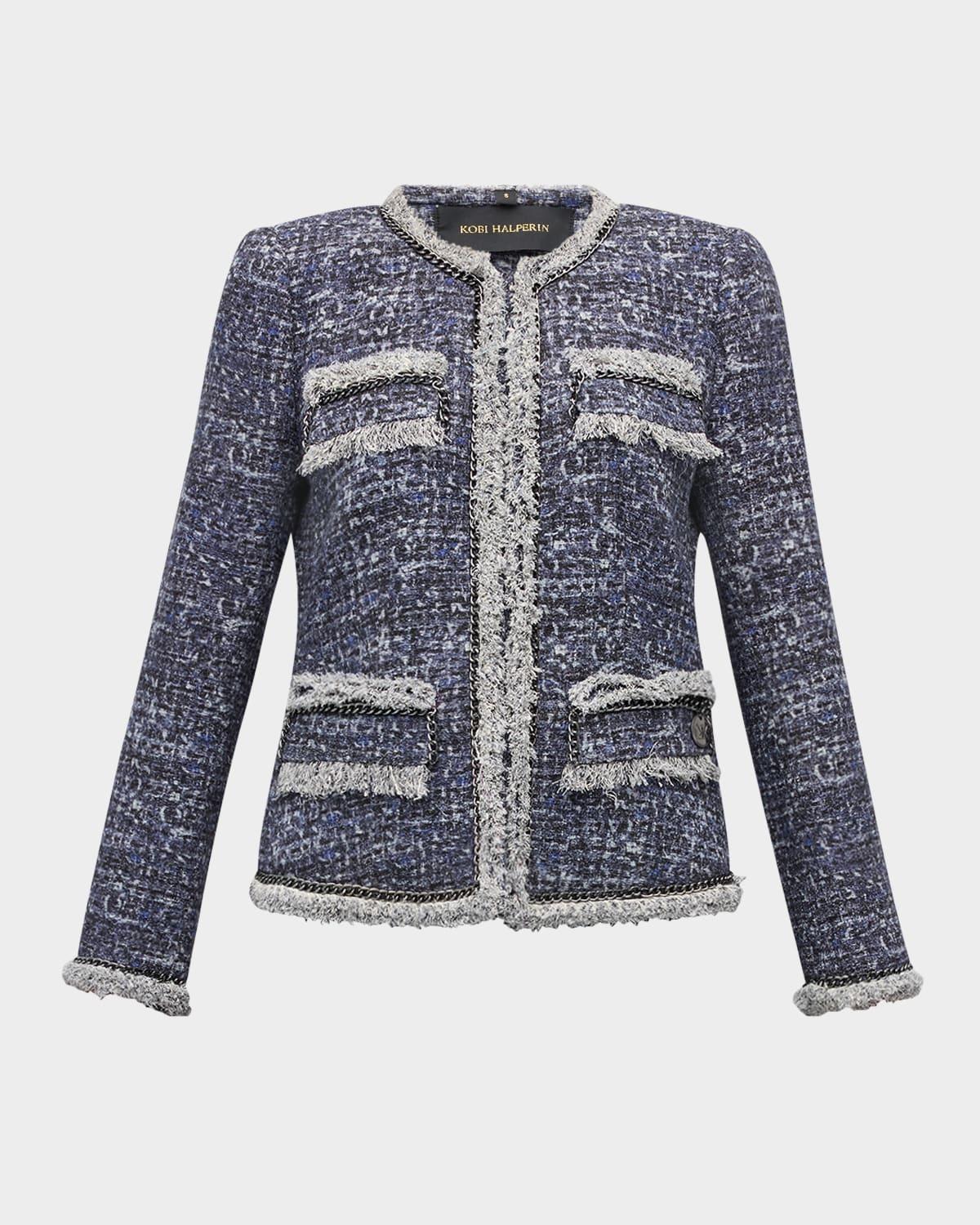 Keaton Chain-Trim Fringed Tweed Jacket