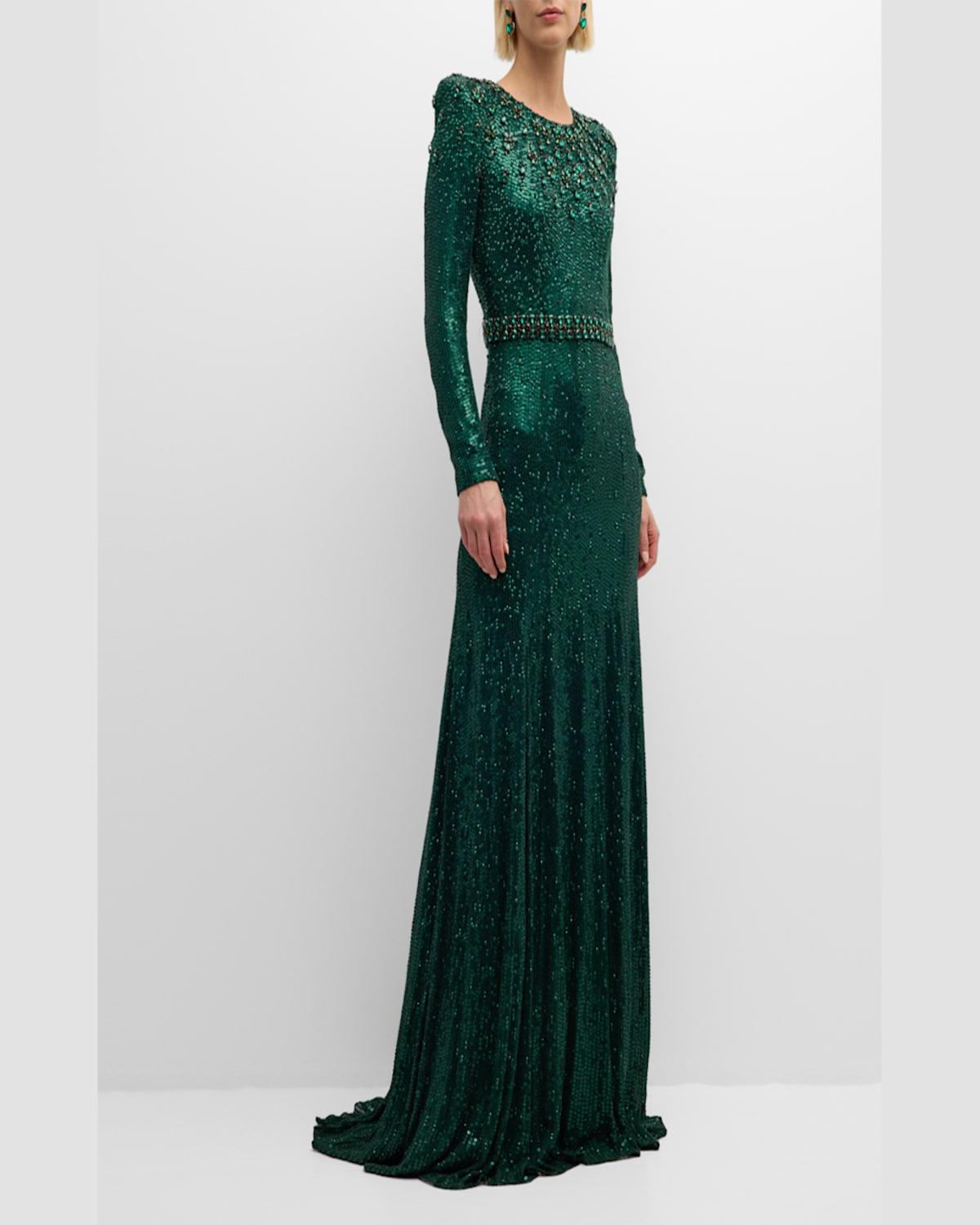 Georgia Sequin Gown with Crystal Embellishments