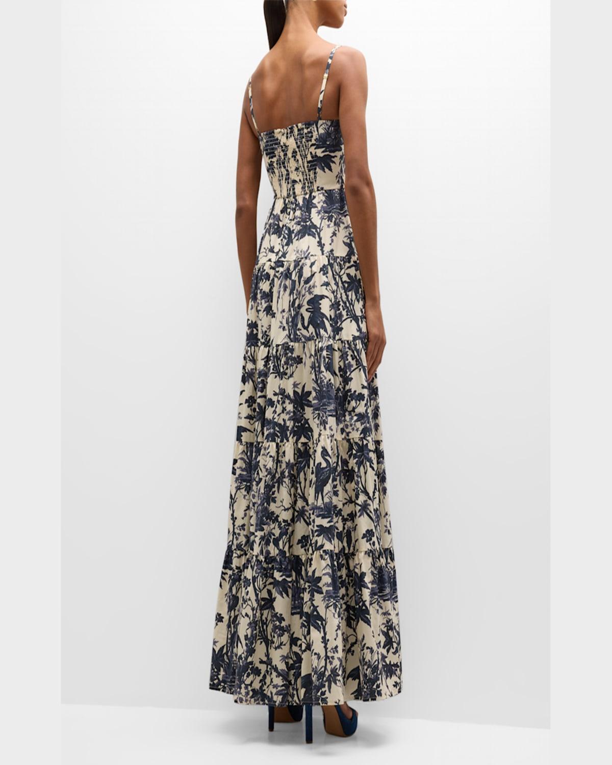 Delilah Floral Cotton Spaghetti-Strap Maxi Dress