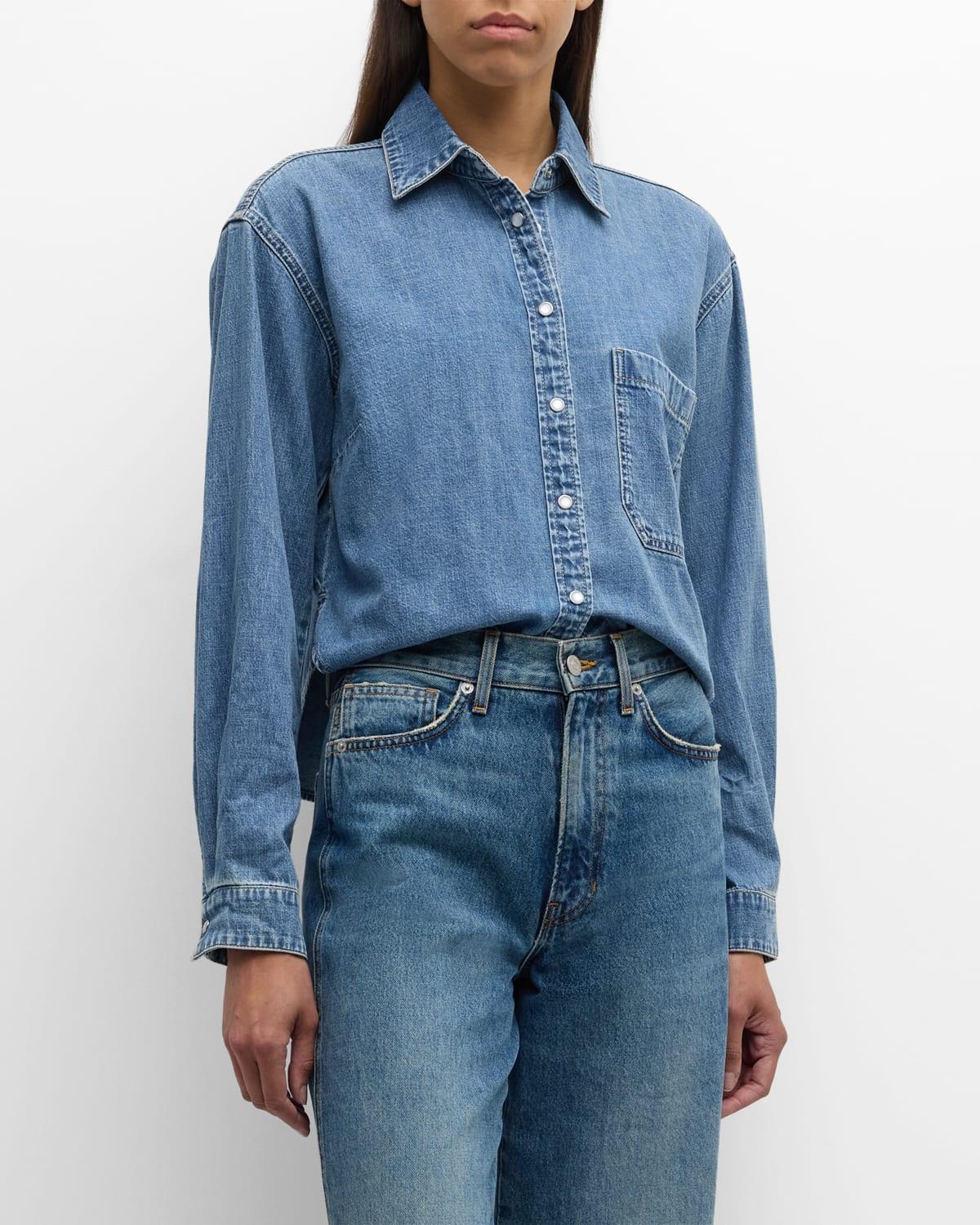 Aderes Snap-Front Denim Top