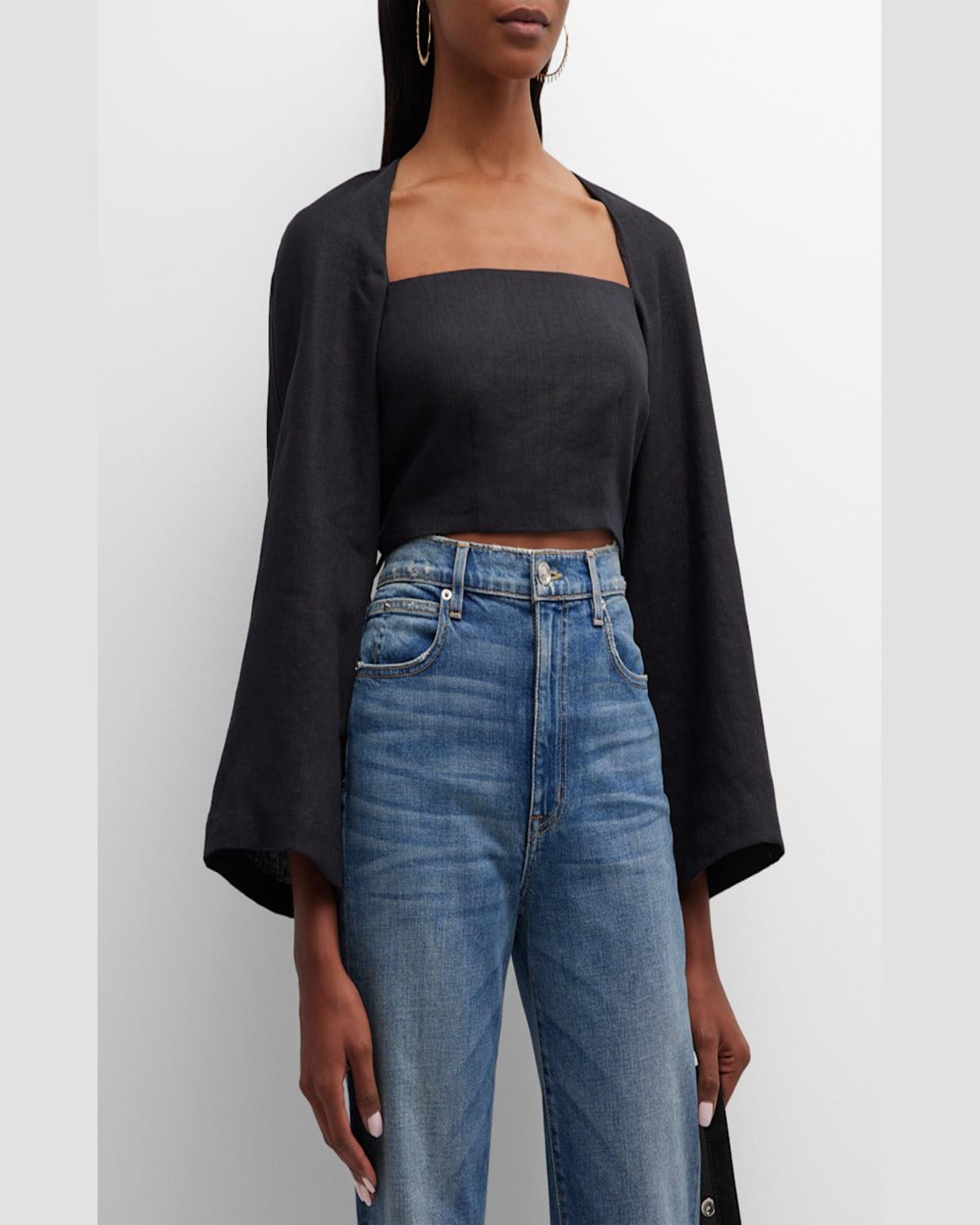 Julia Cutout Fitted Bell-Sleeve Top