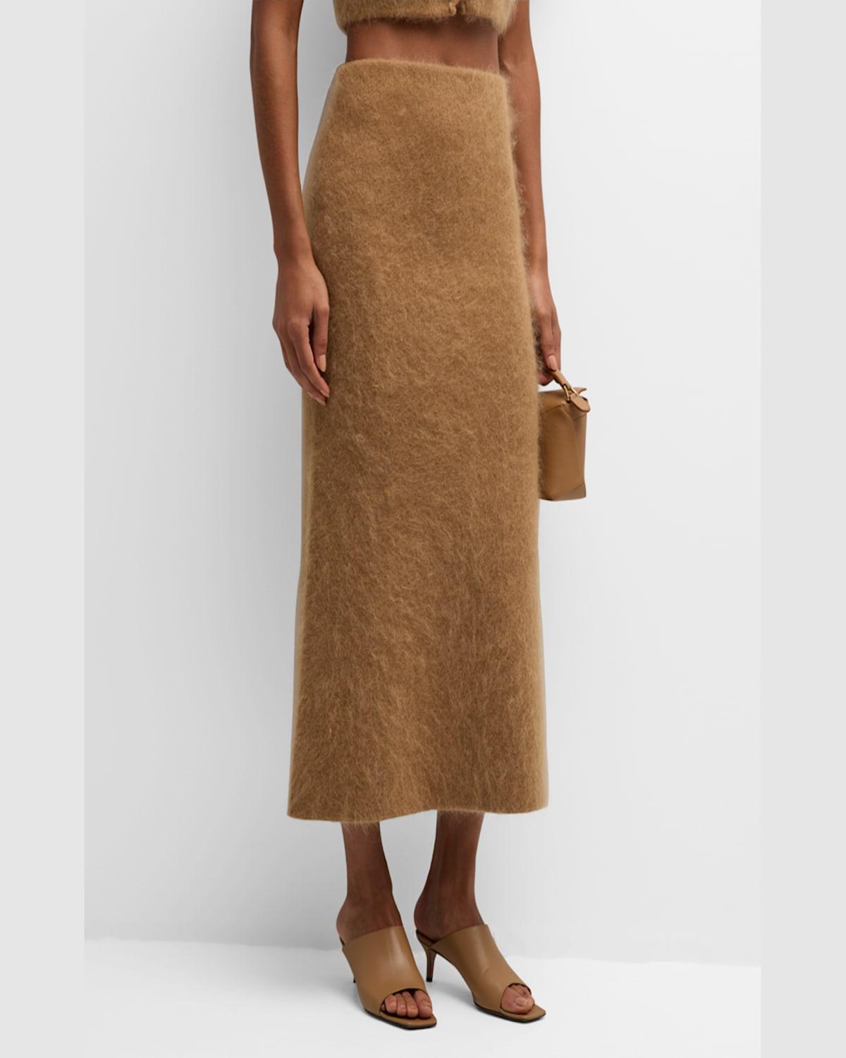 Estille Straight Fuzzy Knit Midi Skirt