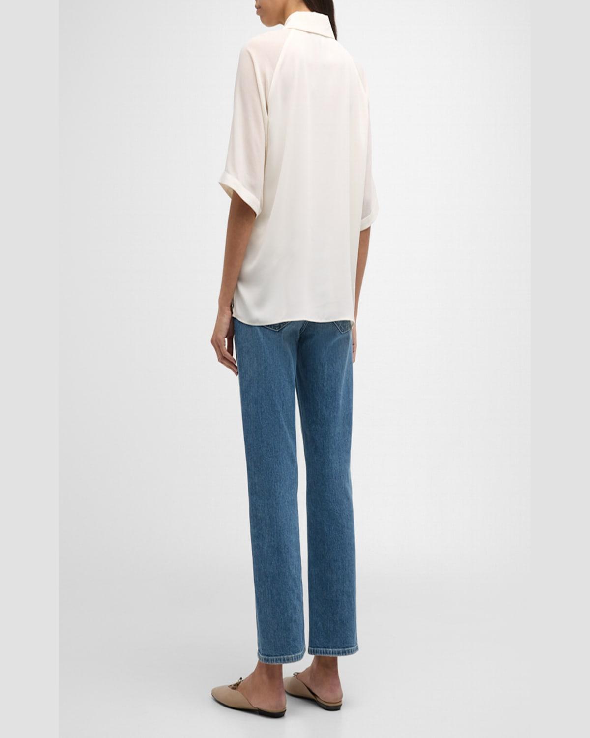 Cerbero Pleated Sheer-Sleeve Shirt