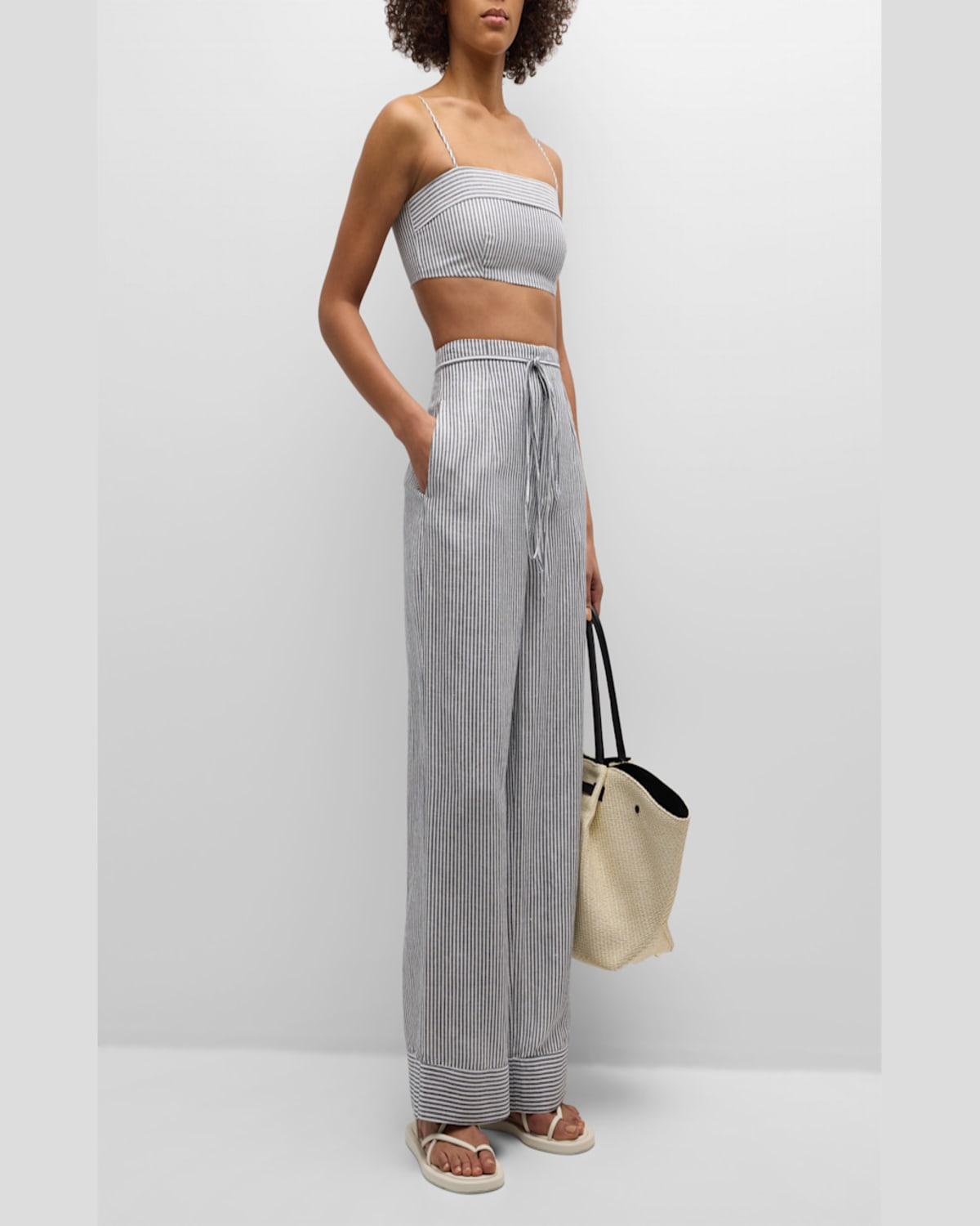 Air Linen Striped Paperbag Trousers 