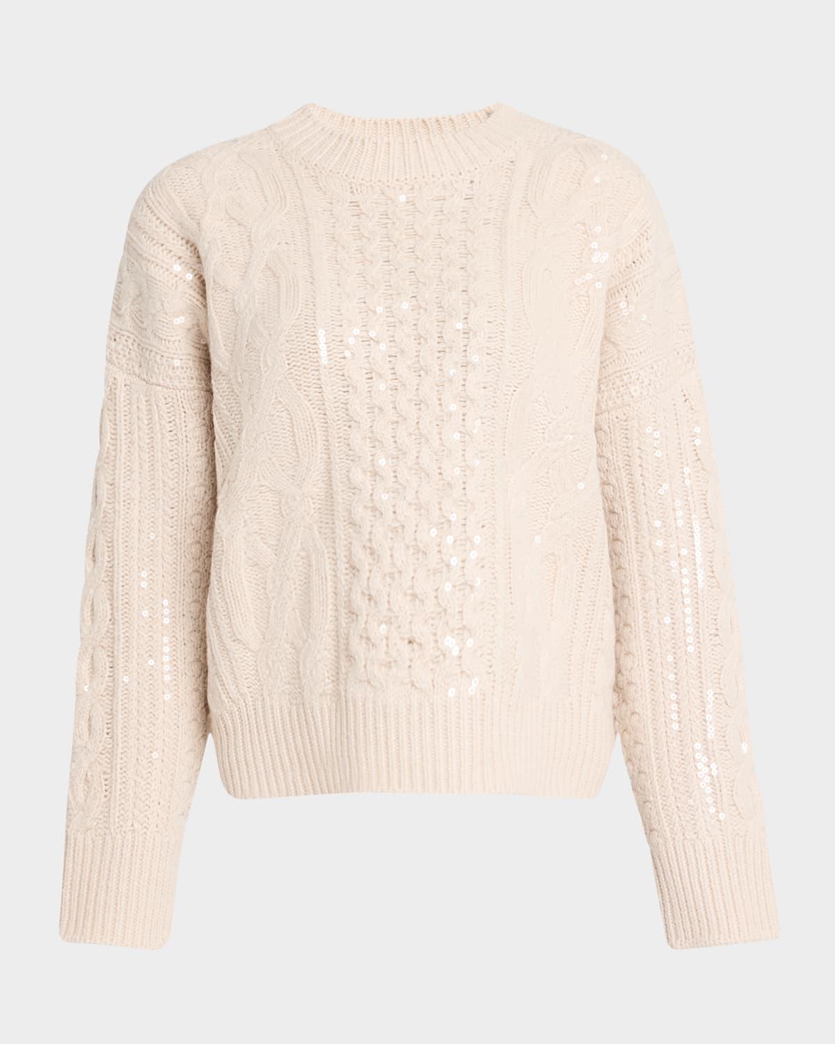 Wirth Sequined Cable Wool Sweater