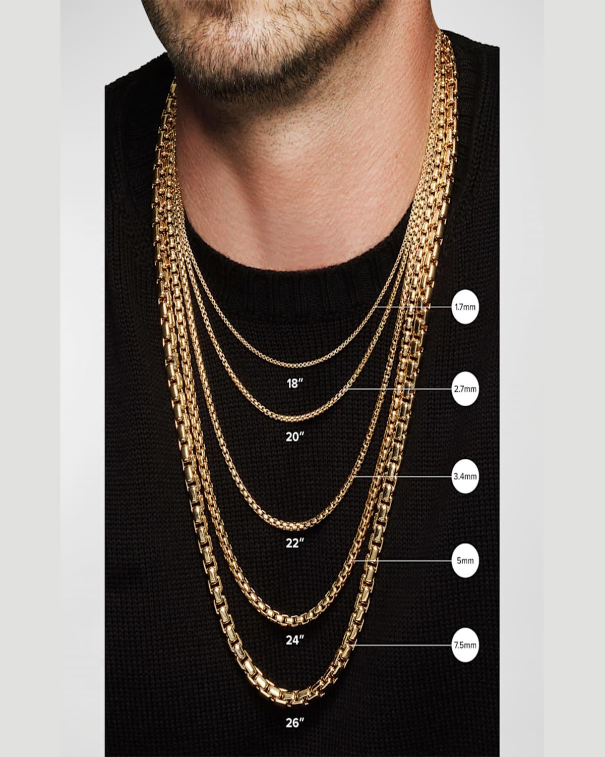 Men's Box Chain Necklace in 18K Gold, 2.7m, 24"L