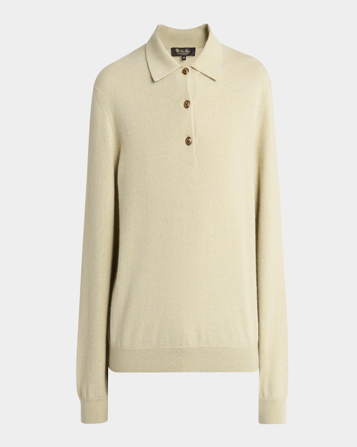 Long-Sleeve Cashmere Polo Sweater