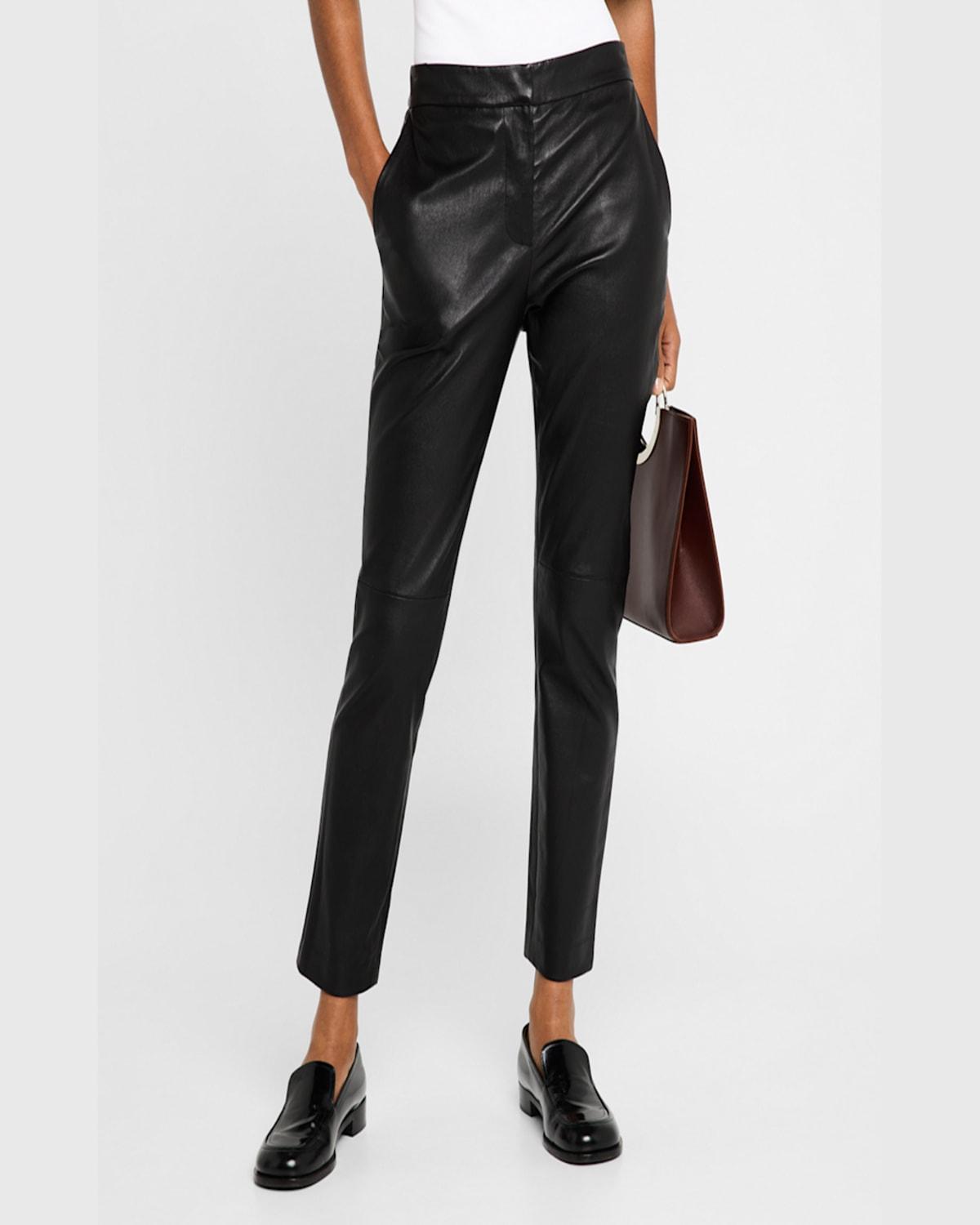 Cropped Skinny Leg Leather Pants