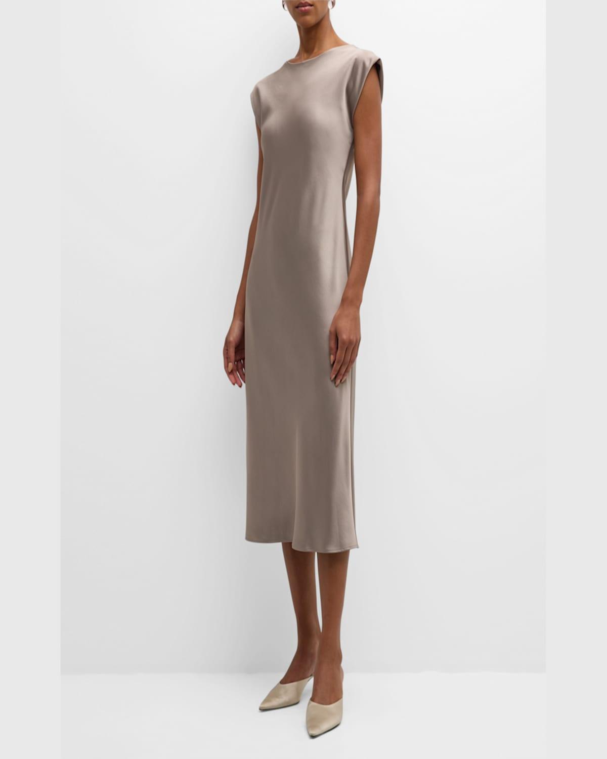 Aquile Cap-Sleeve Satin Midi Dress