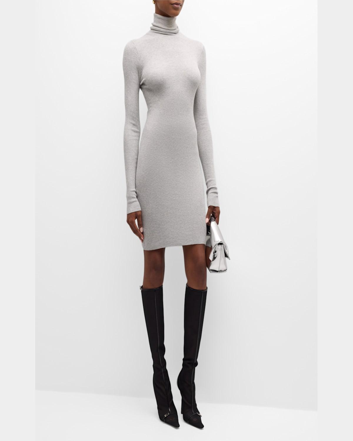 Rib-Knit Turtleneck Sweater Dress 