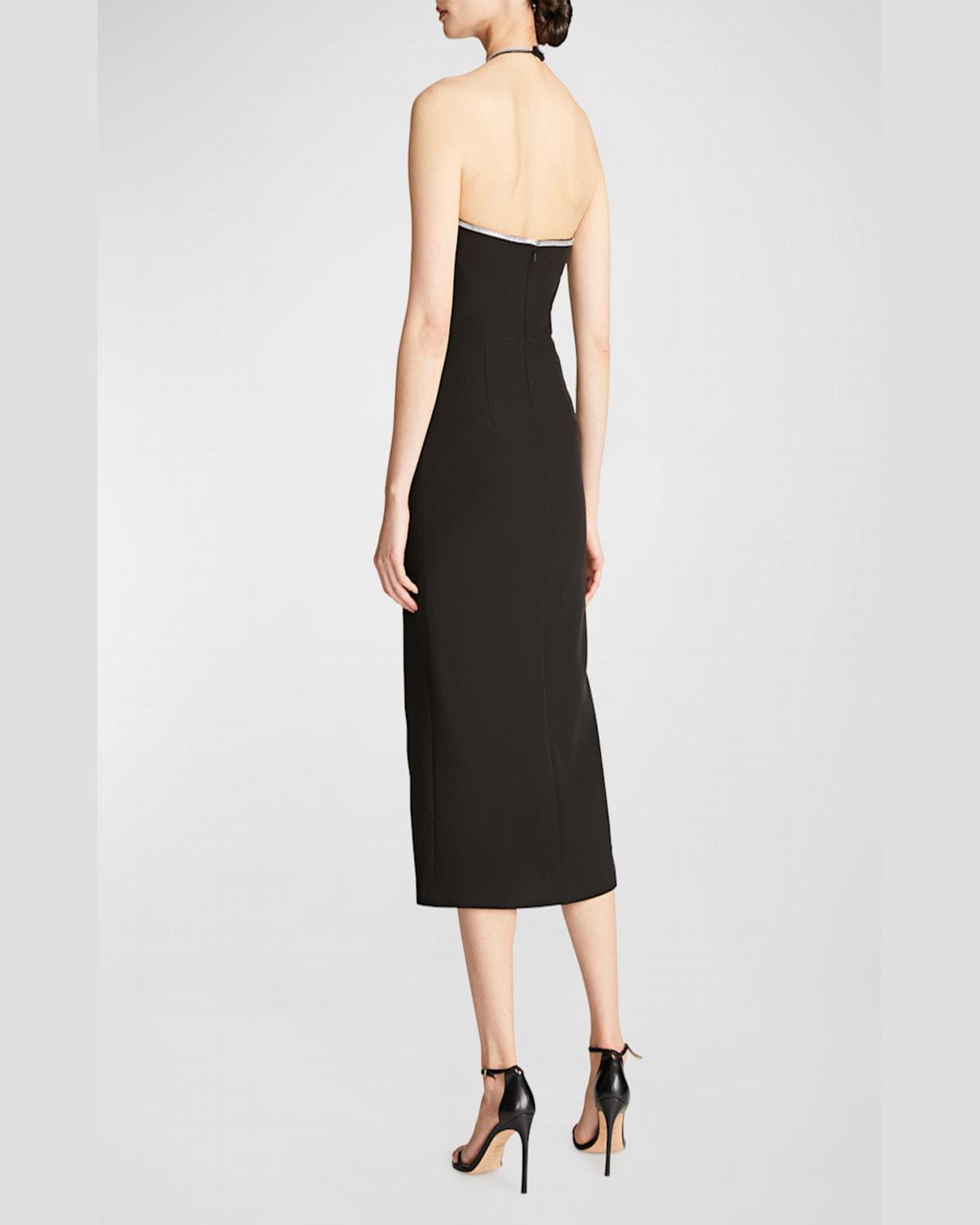 Piper Crystal-Trim Crepe Midi Halter Dress