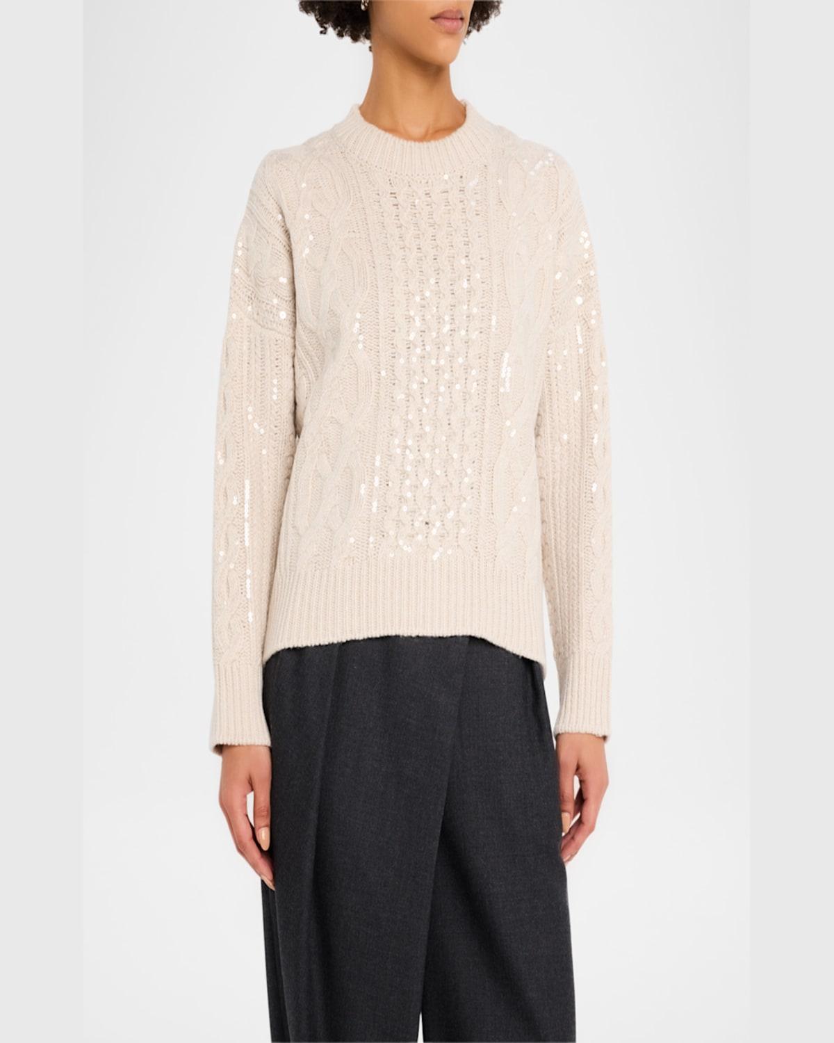 Wirth Sequined Cable Wool Sweater