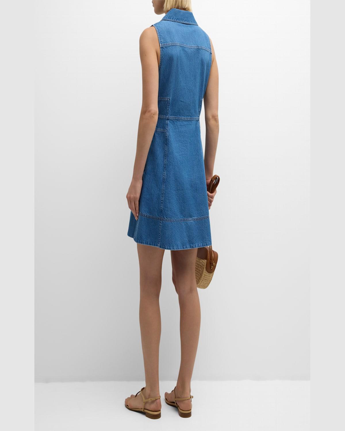 Reinata Denim Sleeveless V-Neck Mini Dress