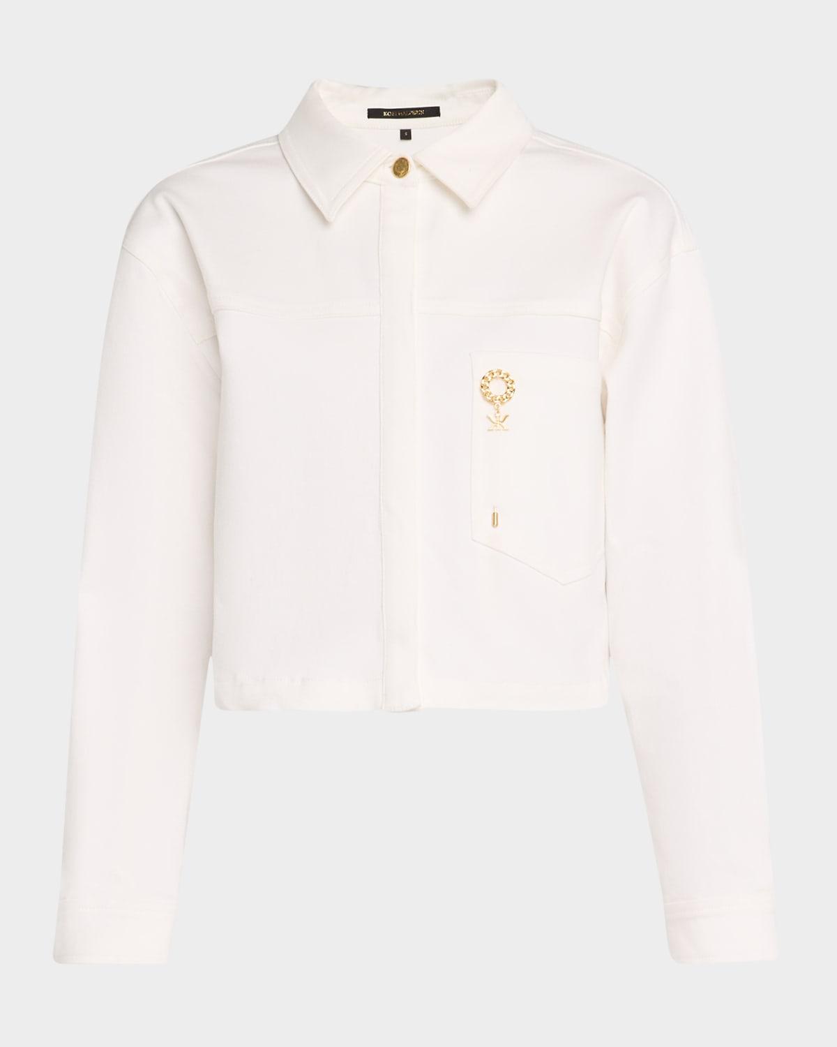 Teagan Cropped Brooch-Embellished Jacket