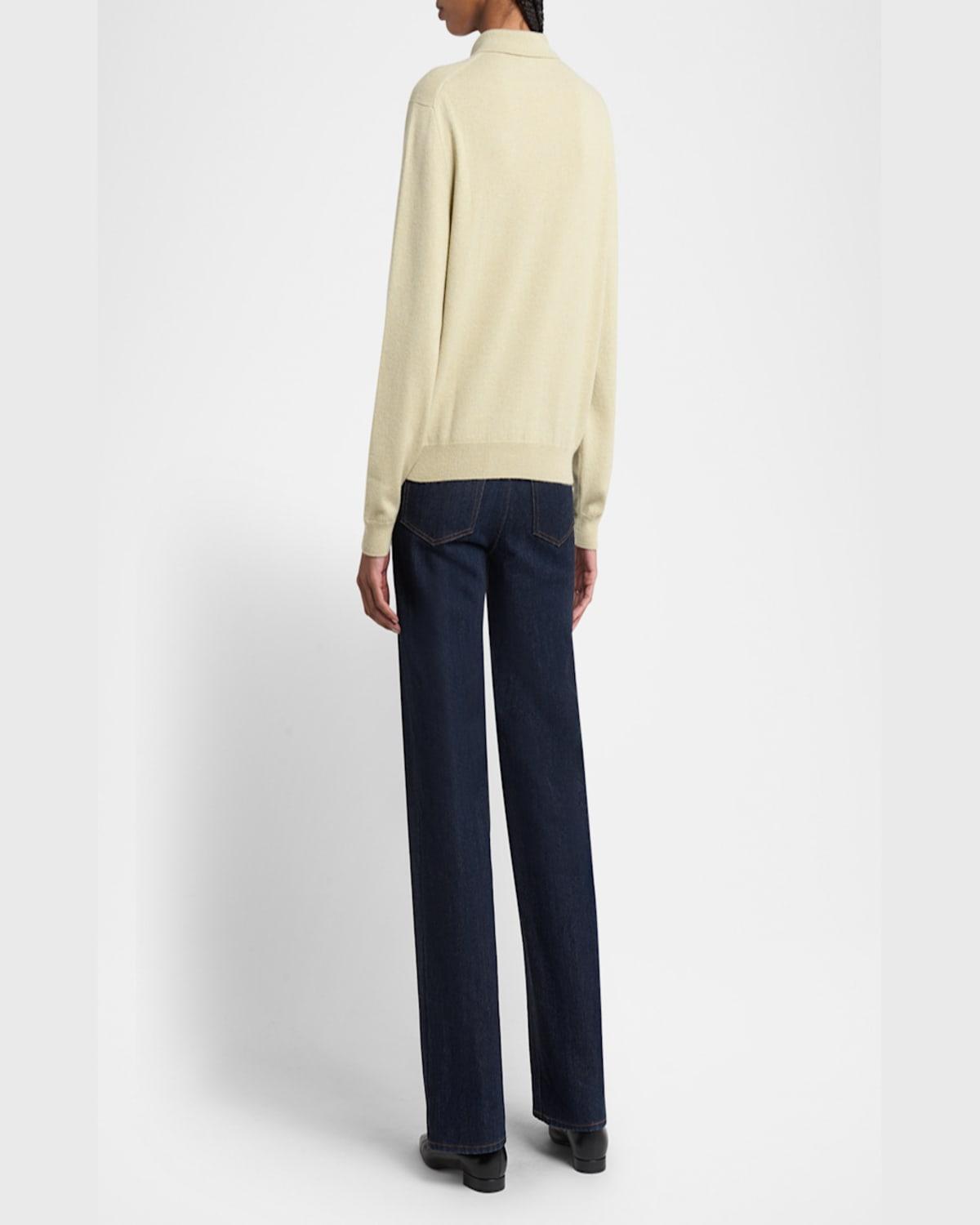 Long-Sleeve Cashmere Polo Sweater