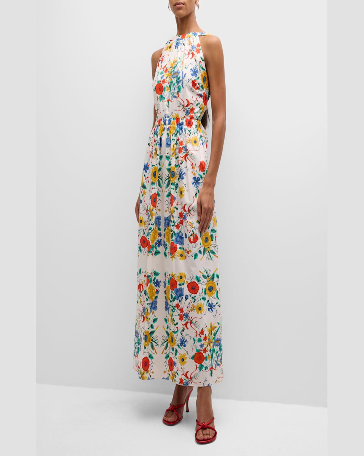 Colomba Sleeveless Open Tie-Back Maxi Dress