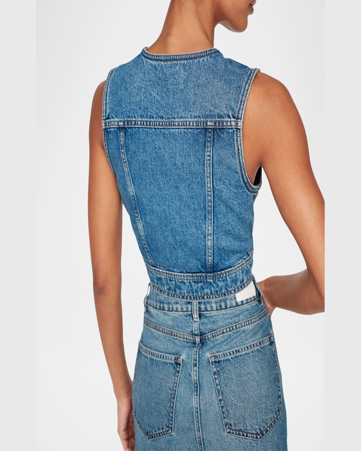 Cropped Denim Vest