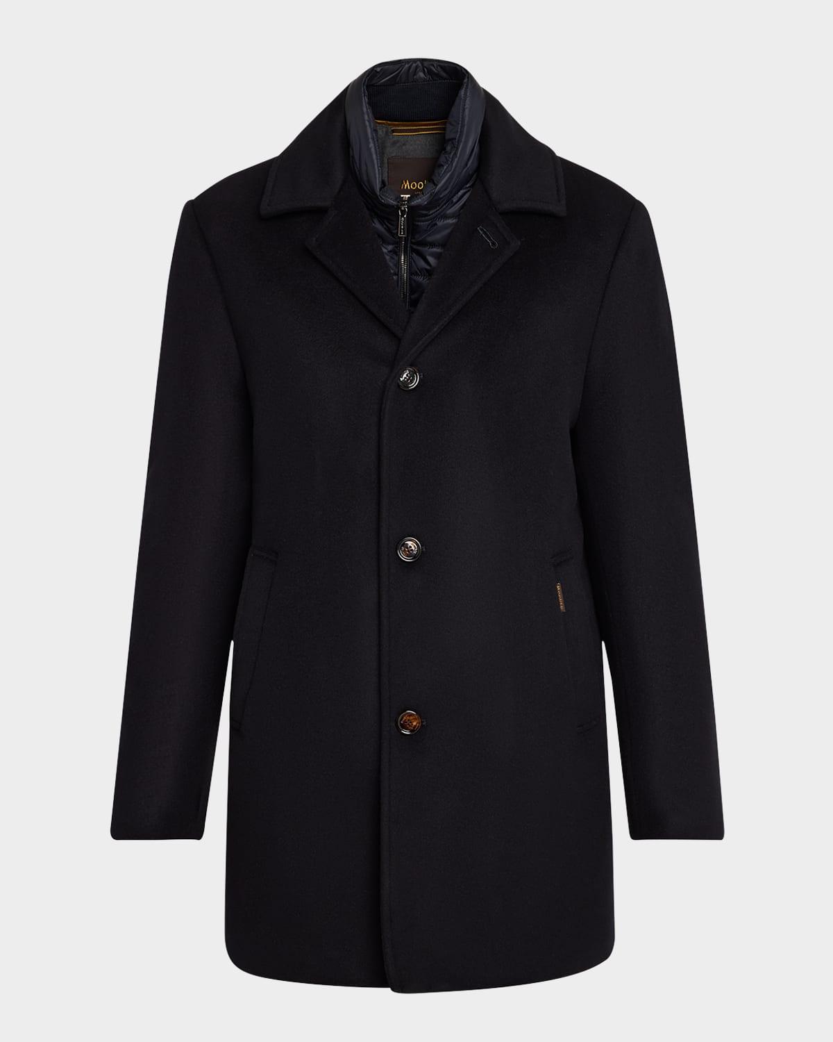 Men's Wool-Cashmere Topcoat with Bib