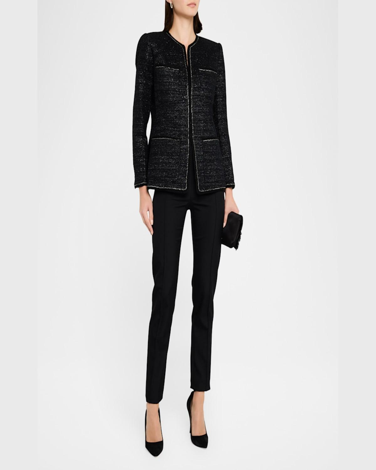 Teigen Chain-Trim Metallic Tweed Jacket