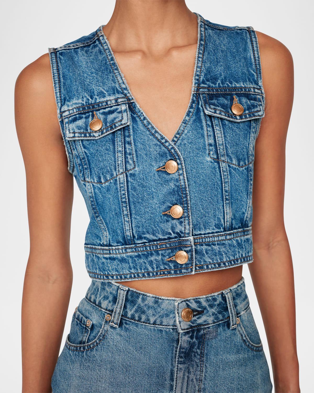 Cropped Denim Vest