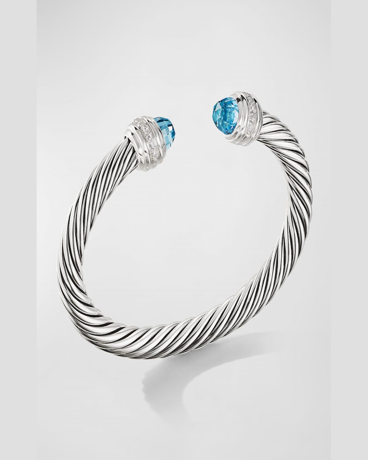 7mm Cable Bracelet with Diamonds & Topaz