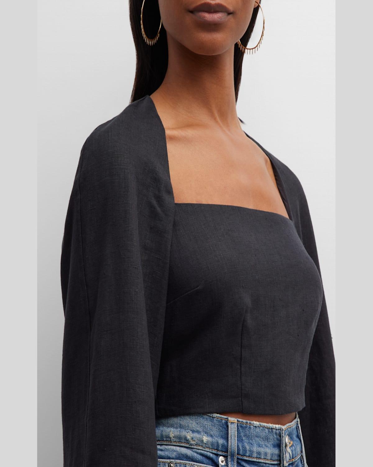 Julia Cutout Fitted Bell-Sleeve Top