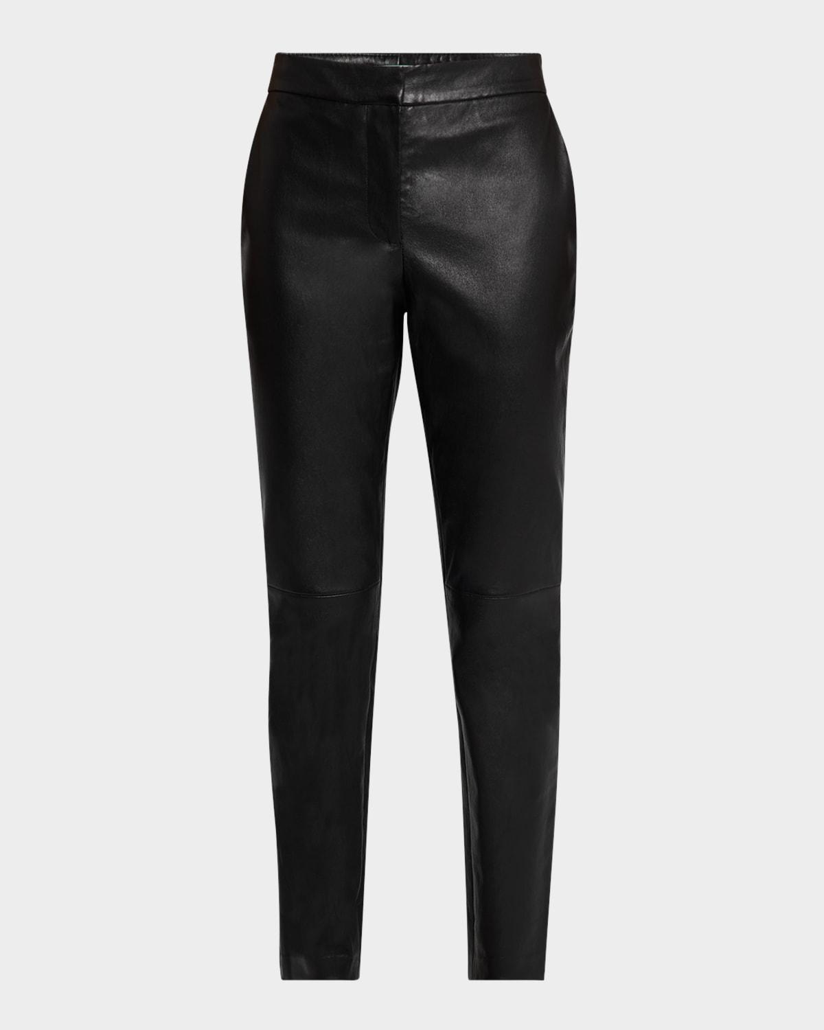 Cropped Skinny Leg Leather Pants