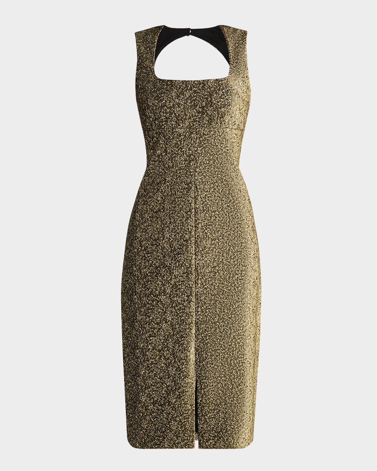 Metallic Jacquard Bodycon Midi Dress